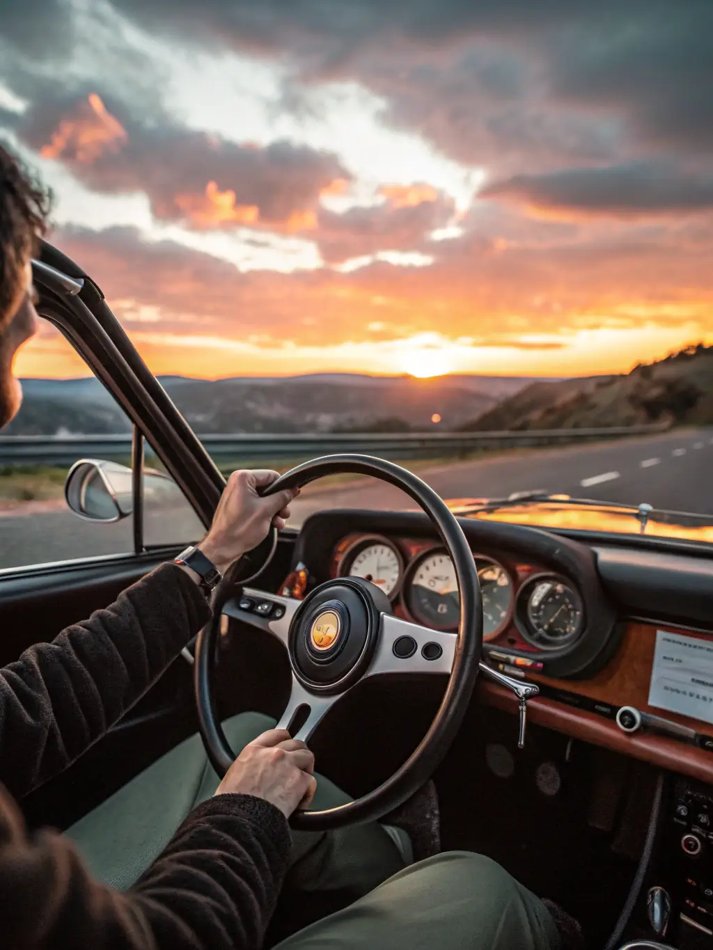 A dynamic image of a driver skillfully maneuvering a race car on a track, showcasing the thrill and precision of motorsport.